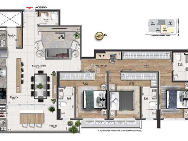 Apartamento com 3 suítes em Kobrasol-SJ