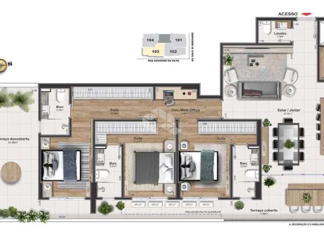 Apartamento garden com 3 suítes em Kobrasol-SJ