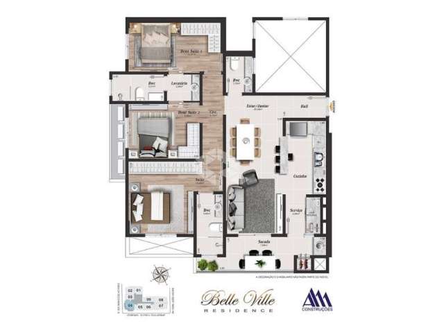 Apartamento com 3 suítes em Kobrasol-SJ