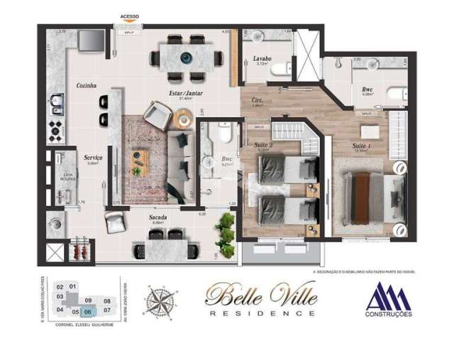 Apartamento com 2 suítes em Kobrasol-SJ