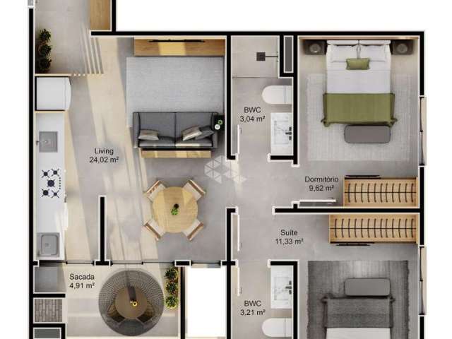 Apartameto a venda  2 dormitórios com sacada