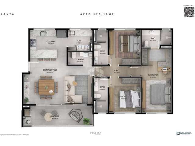 Apartamento com 3 quartos em cacupé