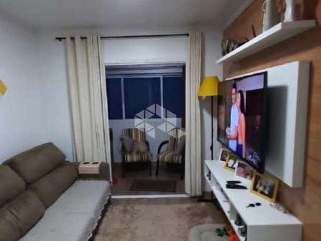 Apartamento com 56m², se encontra no primeiro andar, dois dormitórios, um banheiro, sacada fechada  e uma vaga para garagem, localizado no bairro Forq