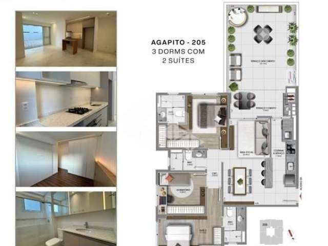 Apartamento com 3 dormitórios (2 suítes), semi-mobiliado, 1 vaga de garagem, 126,76m², sendo 30,26m² de TERRAÇO, , Estreito - Florianópolis - SC