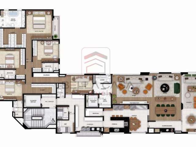 Apartamento para Locação- 1 por andar - Novo- 4 suítes - 5 vagas - Deposito