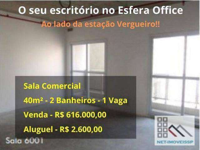 Sala Comercial (40,08m²), 2 Banheiros, 1 Vaga. Ao lado da estação Vergueiro do metrô