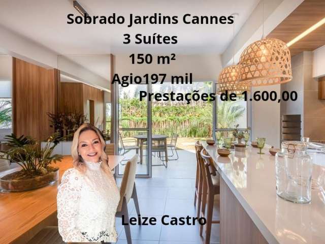 Sobrado Jardins Cannes 150 m, 3 suites, condominio fechado FGR - Agio 197.000,00