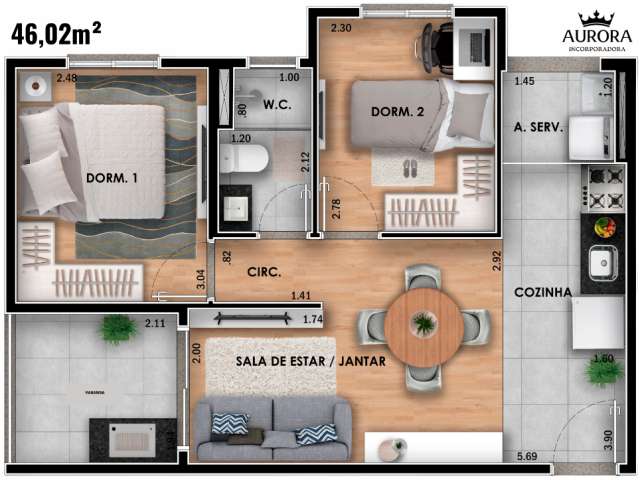 Apartamento de 2dorms a 650m do metrô Vila  Matilde