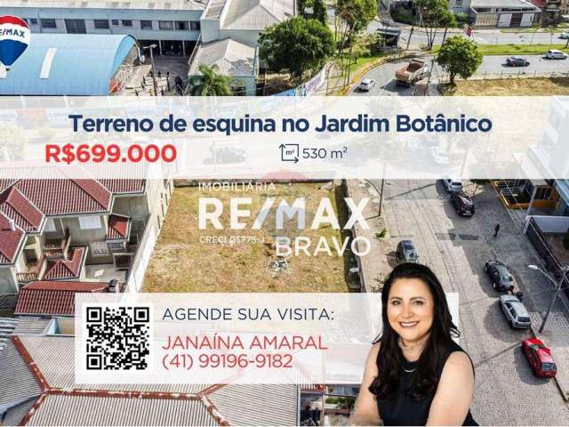 Terreno de esquina à venda, com 530m², no Jardim Botânico