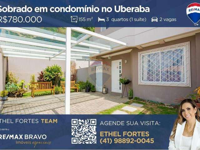 Sobrado em condomínio com quintal, à venda, no Uberaba.