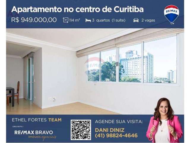 Apartamento à venda, 115 m2, 3 quartos (1 suíte), 2 vagas, Centro - Curitiba/PR