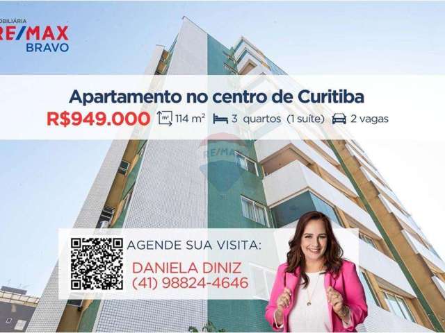 Apartamento à venda, 115 m2, 3 quartos (1 suíte), 2 vagas, Centro - Curitiba/PR