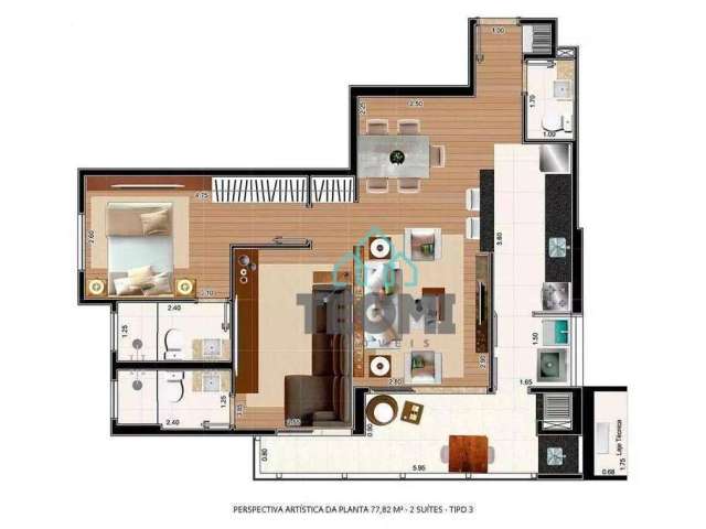 Apartamento com 2 dormitórios à venda, 77 m² por R$ 540.000,00 - Bosque Flamboyant - Taubaté/SP