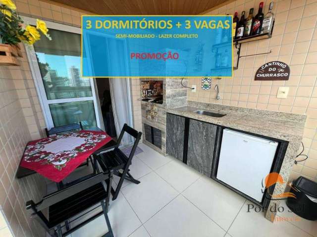 Apartamento com 3 dormitórios à venda, 91 m² por R$ 630.000,00 - Vila Guilhermina - Praia Grande/SP