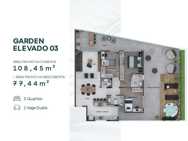 Apartamento Garden com 3 quartos  à venda, 185.89 m2 por R$1543758.00  - Agua Verde - Curitiba/PR