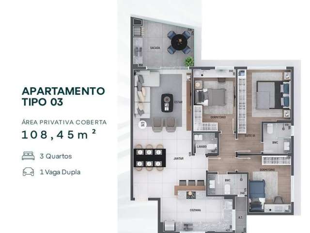 Apartamento com 3 quartos  à venda, 108.00 m2 por R$1362867.00  - Agua Verde - Curitiba/PR