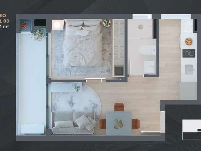 Apartamento com 1 quarto  à venda, 34.44 m2 por R$286852.00  - Portao - Curitiba/PR