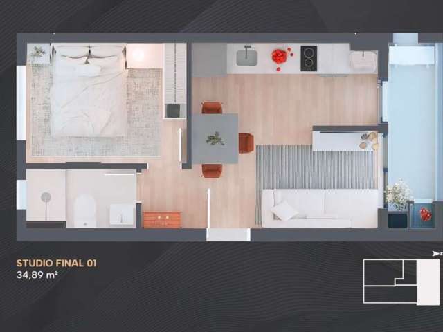 Apartamento com 1 quarto  à venda, 34.89 m2 por R$290587.00  - Portao - Curitiba/PR