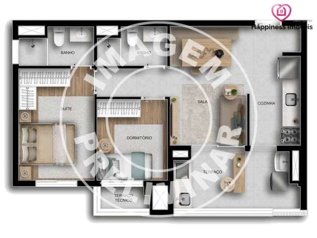 Apartamento com 2 quartos à venda no Mirandópolis, São Paulo , 60 m2 por R$ 804.100