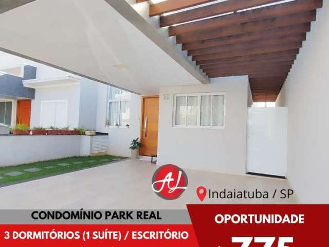 Jardim Park Real - Casa Térrea Com Escritório - Condomínio Jardim Park Real - Indaiatuba!