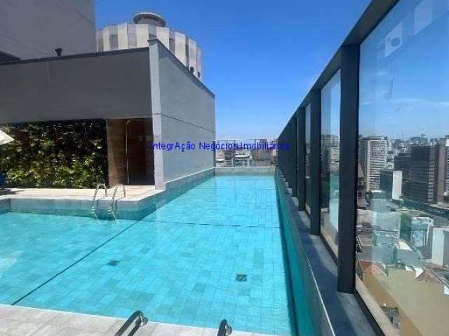 Apartamento Studio 22m², 01 dormitório e 01 banheiro.   Condomínio com portaria 24hrs, piscina, salão de festa, churrasqueira, academia e restaurante.