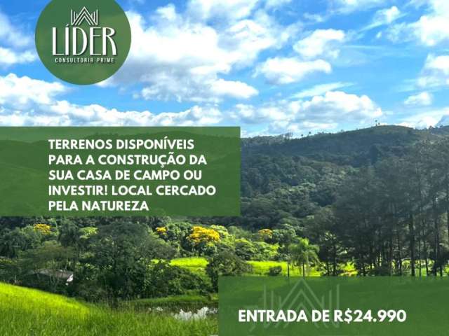 Terrenos disponíveis para construção da sua casa de campo ou investir! local cercado pela natureza! venha conhecer!