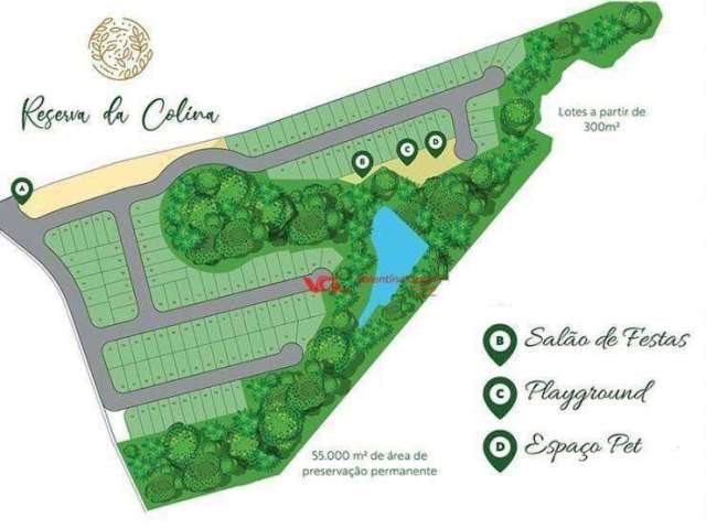 Terreno à venda, 300 m² por R$ 382.000,00 - Reserva da Colina - Indaiatuba/SP