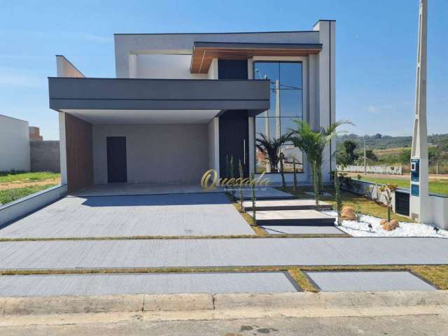 Casa térrea, nova, á venda, 3 suítes, planejados, piscina, condomínio Evidências, Indaiatuba.