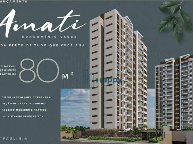 Apartamento com 2 dormitórios à venda, 80 m² por R$ 751.000,00 - Amati Condomínio Club - Paulínia/SP