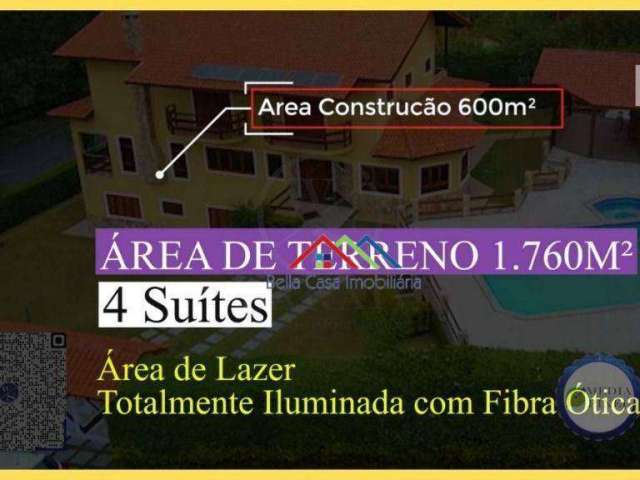 Casa com 4 Suítes à venda, 600 m² por R$ 2.500.000 - Condomínio Jardim das Palmeiras - Bragança Paulista/SP