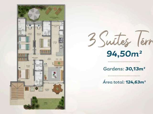 Itacimirim| Village Térreo com Garden| 125 m2| 3 Suítes| 2 Vagas| Reserva Perla Laguna