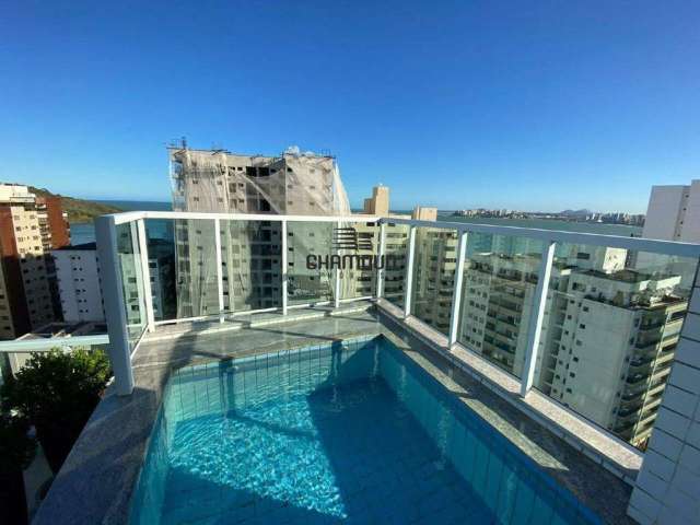 Cobertura com 5 quartos, piscina e 4 vagas a venda na Praia do Morro, Guarapari/ES.