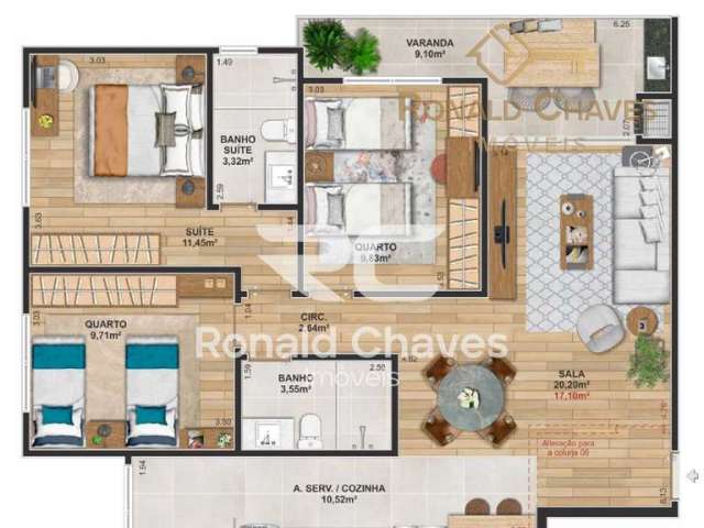 Apartamento com 3 quartos à venda na Rua Nicolau Rizzo, 11, Campos Elíseos, Resende por R$ 480.000