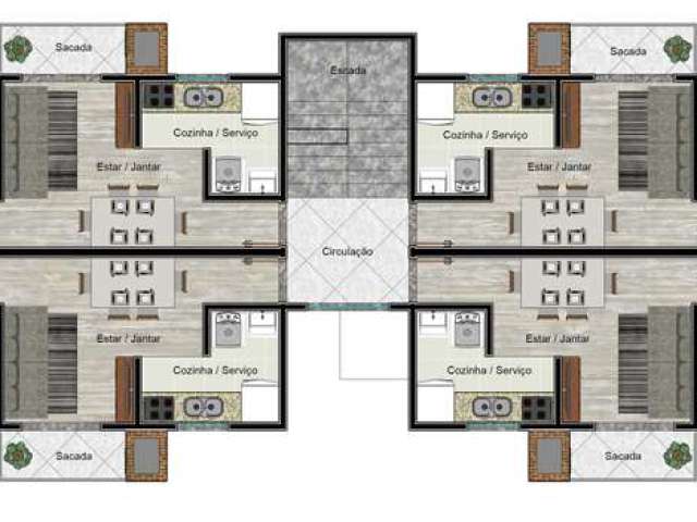 Apartamento com 2 quartos  à venda, 54.43 m2 por R$240000.00  - Roca Grande - Colombo/PR