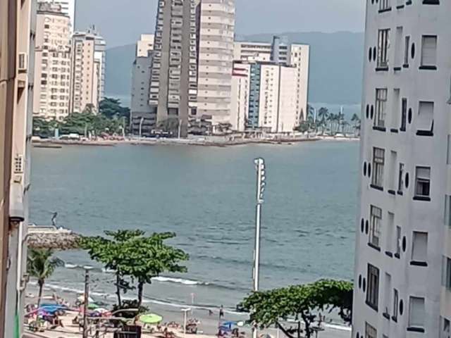 Sacada com Vista Mar, Praia do Gonzaguinha SV, 1 quarto mais dependência, elevador e garagem.