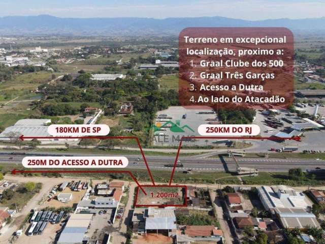 Terreno à venda, 1200 m² por R$ 1.200.000 - Ao lado da DUTRA - Guaratinguetá/SP