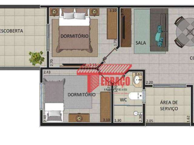 Apartamento com 2 dormitórios à venda, 60 m² por R$ 371.000,00 - Vila Linda - Santo André/SP