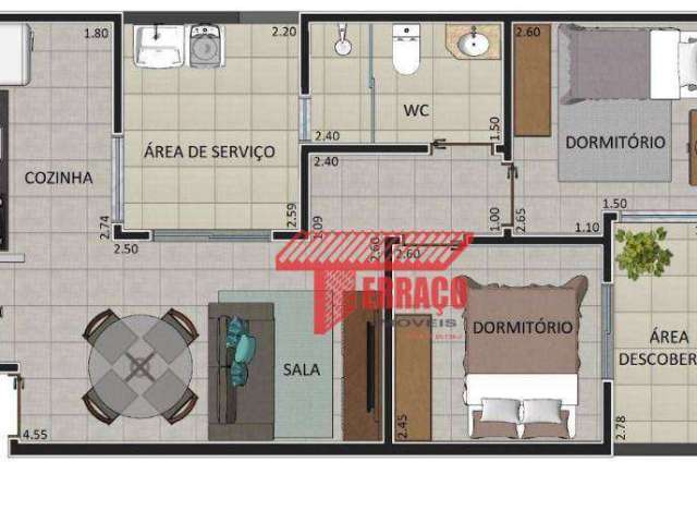 Apartamento com 2 dormitórios à venda, 60 m² por R$ 371.000,00 - Vila Linda - Santo André/SP