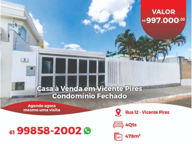 Casa à Venda em Vicente Pires Condomínio Fechado