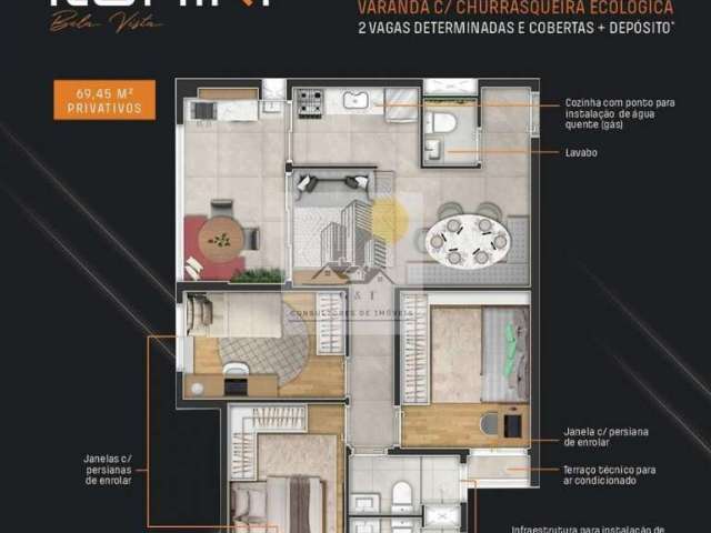 Apartamento com 3 quartos à venda na Rua Antônia Bizarro, Vila Osasco, Osasco, 69 m2 por R$ 669.000