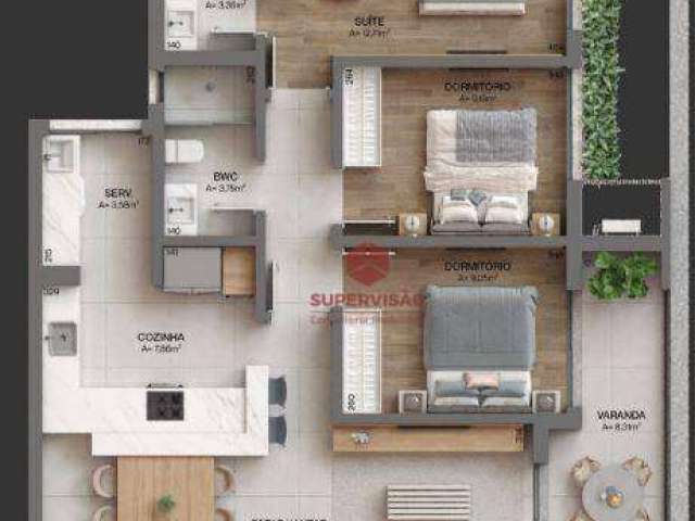 Apartamento à venda, 101 m² por R$ 1.537.177,00 - Cacupé - Florianópolis/SC