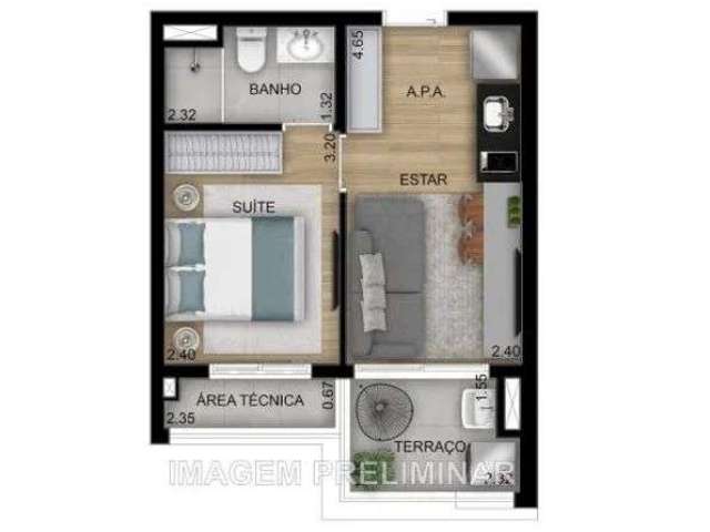 Studio de 33m² com 1 súite e lazer completo do lado do Metrô Vila Guilhermina - SP