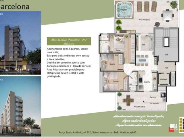 Apartamento para Venda em Belo Horizonte, Pampulha, 3 dormitórios, 1 suíte, 2 banheiros, 2 vagas