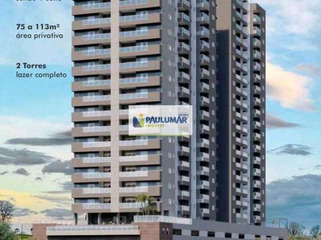 Apartamento com 2 quartos à venda na Avenida Governador Mario Covas Júnior, Vila São Paulo, Mongaguá, 75 m2 por R$ 390.000