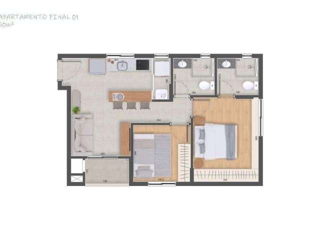 Apartamento com 2 dormitórios à venda, 50 m² por R$ 685.750 - Água Verde - Curitiba/PR