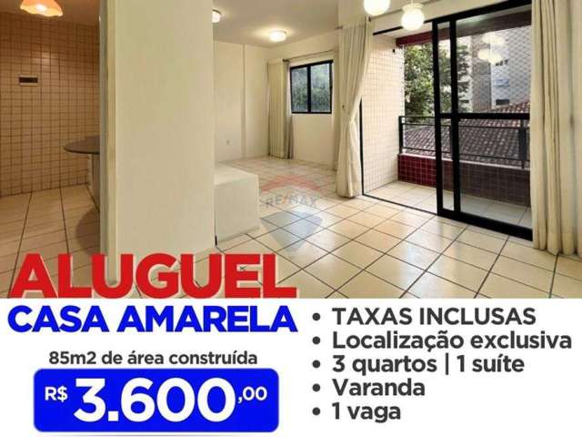 Apartamento 3 Quartos (1 suíte) para Aluguel - Casa Amarela (taxas inclusas)