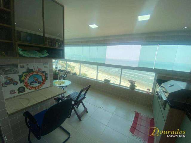 Apartamento Frente Mar de alto padrão com 3 dorm(s) e porteira fechada em Praia Grande/SP.