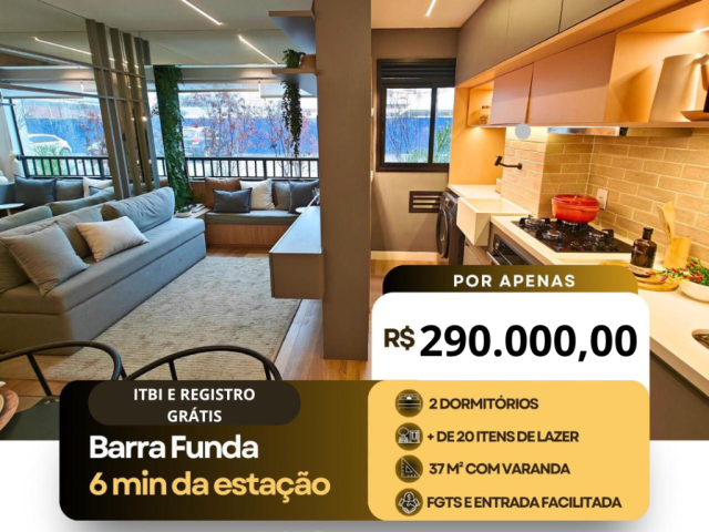 Apartamento de 2 dorms com varanda. Documentação gratuita