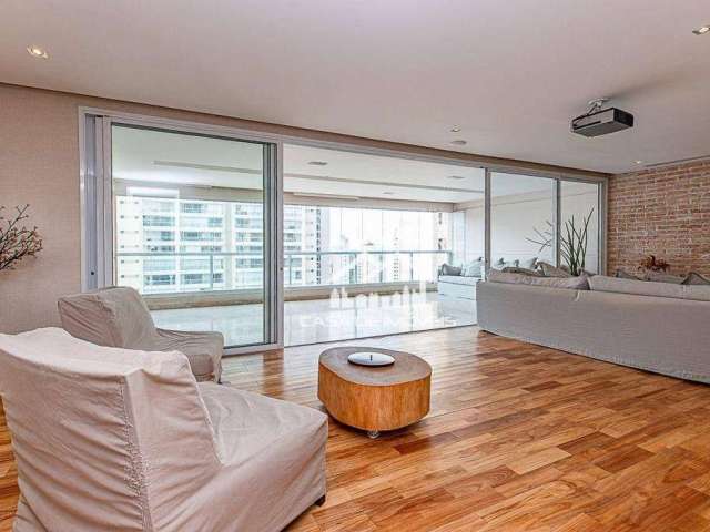 Aluga apartamento de alto padrão, com 222², 3 suítes, 4 vagas e lazer completo, no Campo Belo.