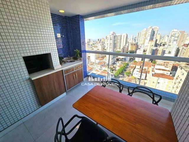 Vende apartamento com 115m², 3 dormitórios, 2 suítes, 2 vagas, lazer, próximo a praia, na Pompéia.